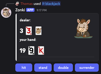 Blackjack game screenshot