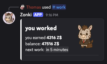 Work command screenshot